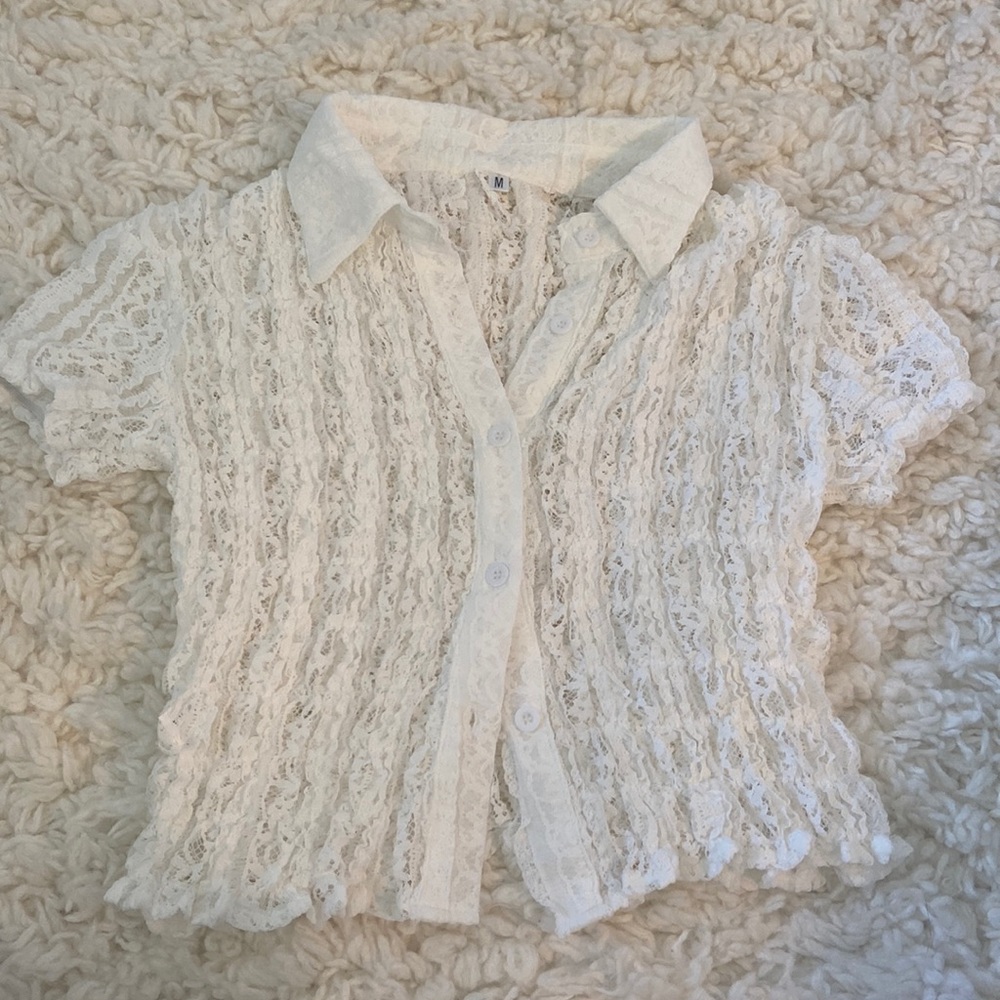 Y2K Ruffles Collard Shirt
